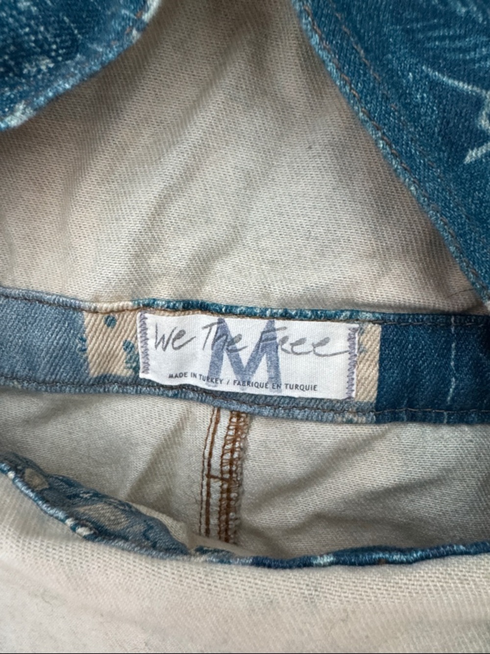 We The Free Teal & Beige Patchwork Denim Overall Dress - Picture 2 of 3